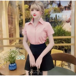 Áo Sơ Mi Nữ Công Sở Bigsize LIMO - Áo Sơ Mi Tay Ngắn Chất Lụa Cổ Polo Dấu Khuy Cúc MS4020 5