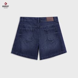 Quần sooc jean chữ A nữ cạp cao GENVIET JEANS kẻ xước denim cao cấp tôn dáng dễ phối đồ 8901 8