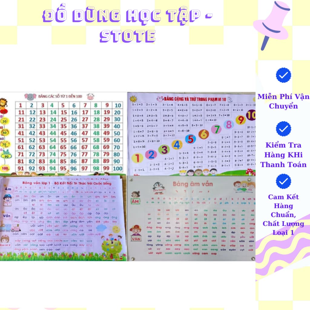 Bạt A0 Bảng âm vần lớp 1 - chất liệu bạt lụa kích thước A0 - giáo cụ dạy học.