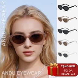Kính râm mát thời trang nam nữ AnDu chống UV400 phân cực dáng oval nhựa cốt kim loại 68286 1