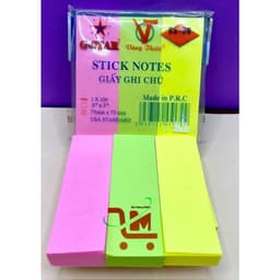 1 Xấp 100 Tờ Giấy Ghi Chú/Note Neon 3x2/3x3/3x4/3x5 1 Màu Vàng, 3x3 3 Màu,4 Màu,5 Màu GSTAR, Hàng Chính Hãng Công Ty 3