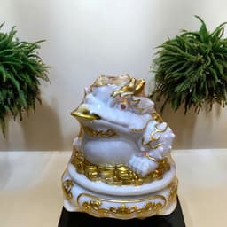 Cóc tỳ đá màu trắng đặt ban thần tài RỒNG VIỆT, thiềm thừ tỳ hưu đá đúc đài loan xoay 360 8