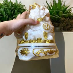 Cóc tỳ đá màu trắng đặt ban thần tài RỒNG VIỆT, thiềm thừ tỳ hưu đá đúc đài loan xoay 360 9