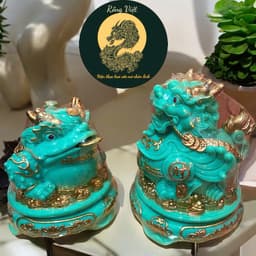 Cóc tỳ đá màu xanh đặt ban thần tài RỒNG VIỆT, thiềm thừ tỳ hưu đá đúc đài loan xoay 360 1