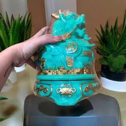 Cóc tỳ đá màu xanh đặt ban thần tài RỒNG VIỆT, thiềm thừ tỳ hưu đá đúc đài loan xoay 360 5