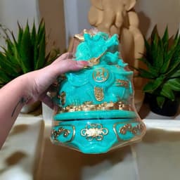 Cóc tỳ đá màu xanh đặt ban thần tài RỒNG VIỆT, thiềm thừ tỳ hưu đá đúc đài loan xoay 360 7