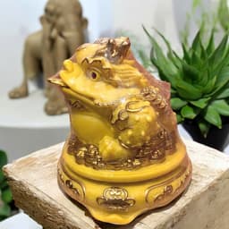 Cóc tỳ đá màu vàng đặt ban thần tài RỒNG VIỆT, thiềm thừ tỳ hưu đá đúc đài loan xoay 360 6