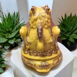 Cóc tỳ đá màu vàng đặt ban thần tài RỒNG VIỆT, thiềm thừ tỳ hưu đá đúc đài loan xoay 360 7