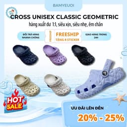 Dép sục Cross Unisex classic geometric, sầu riêng, kim cương nam nữ, giày Sục gai cho bố mẹ size M3-M11(35-44) 1