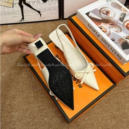 Giày cao gót mũi nhọn phối nơ da bóng mềm 5p hàng cao cấp full hộp ( TT15 ) 3