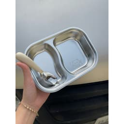 Khay ăn 2 ngăn kèm thìa hình thú dễ thương chất liệu inox không rỉ an toàn cho các bé 8
