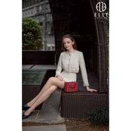 [Tặng hộp 20.10] Túi xách nữ thời trang ELLY EL299 đeo chéo đeo vai xách tay dạ tweed da tổng hợp cao cấp chính hãng 3