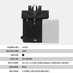 [4-25/9 TẶNG QUÀ TRUNG THU 599K] Balo Vải Oxford LECOS LBH1 Vải Oxford Chống Nước Phom Vuông Gọn đi Công Tác 5