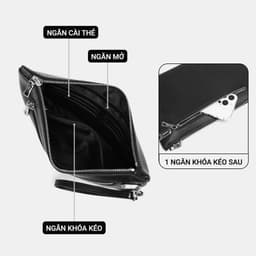 [4-25/9 TẶNG QUÀ TRUNG THU 599K] Ví Cầm Tay Nam LECOS LC1 Da Thật Da Bò Thật Nhiều Ngăn Để Tiền Thẻ Lịch Lãm 7