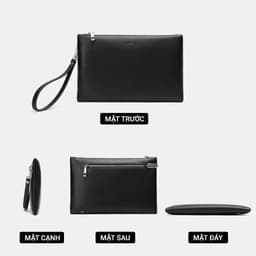 [4-25/9 TẶNG QUÀ TRUNG THU 599K] Ví Cầm Tay Nam LECOS LC1 Da Thật Da Bò Thật Nhiều Ngăn Để Tiền Thẻ Lịch Lãm 6