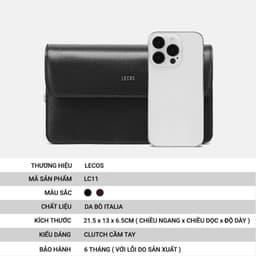 Túi Clutch Nam LECOS LC11 Da Cao Cấp Phom Cứng Cáp May Tay Tỉ Mỉ 4