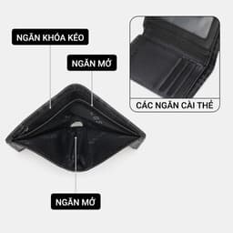Ví Nam Đứng LECOS LV5 Da Bò Thật Nhiều Ngăn Thẻ Nhỏ Gọn Bỏ Túi 6