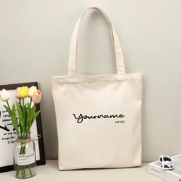 Túi tote, Túi vải bố canvas cotton in tên và thành phố theo yêu cầu đeo vai thời trang hàn quốc đựng vừa A4 - yc196 2
