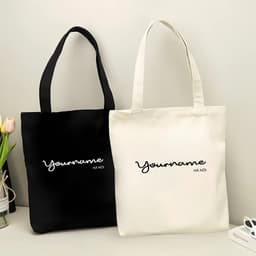 Túi tote, Túi vải bố canvas cotton in tên và thành phố theo yêu cầu đeo vai thời trang hàn quốc đựng vừa A4 - yc196 1