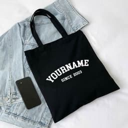 Túi tote, Túi vải bố canvas cotton in tên và năm sinh theo yêu cầu Basic đeo vai thời trang hàn quốc đựng vừa A4 - yc196 3