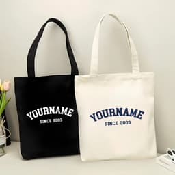 Túi tote, Túi vải bố canvas cotton in tên và năm sinh theo yêu cầu Basic đeo vai thời trang hàn quốc đựng vừa A4 - yc196 1