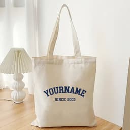Túi tote, Túi vải bố canvas cotton in tên và năm sinh theo yêu cầu Basic đeo vai thời trang hàn quốc đựng vừa A4 - yc196 2