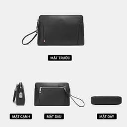 Ví Cầm Tay Nam LECOS LC12 Ví Clutch Nam Cầm Tay Da Bò Thật 2 Ngăn Khóa Kéo Đựng Điện Thoại 6