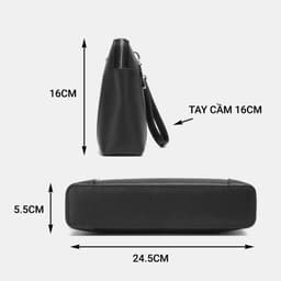 Ví Cầm Tay Nam LECOS LC12 Ví Clutch Nam Cầm Tay Da Bò Thật 2 Ngăn Khóa Kéo Đựng Điện Thoại 5