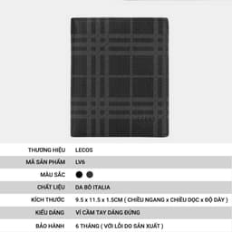 Ví Nam Đứng LECOS LV6 Dáng Đứng Da Bò Thật May Kép Bền Bỉ Chống Gãy Nếp 3