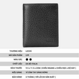 [4-25/9 TẶNG QUÀ TRUNG THU 599K] Ví Nam Đứng LECOS LV9 Da Bò Thật Nhiều Ngăn Thẻ Nhỏ Gọn Bỏ Túi 4