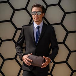 Túi Clutch Nam LECOS LC14 Da Cao Cấp Quai Đeo Cổ Tay Tiện Lợi Dự Tiệc 2