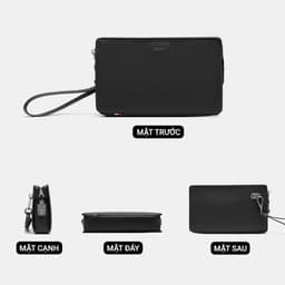 Túi Clutch Nam LECOS LC14 Da Cao Cấp Quai Đeo Cổ Tay Tiện Lợi Dự Tiệc 6