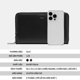 Ví Cầm Tay Nam LECOS LC3 Ví Clutch Kẹp Nách Nam Da Cao Cấp Chống Xước Chống Thấm Nước Nhẹ 4