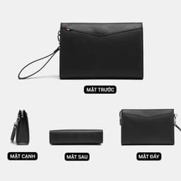 Túi clutch nam LECOS LC4 da bò thật cao cấp cầm tay đựng điện thoại ví tiền thời trang 6
