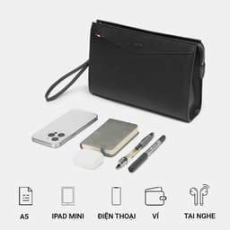 Túi clutch nam LECOS LC4 da bò thật cao cấp cầm tay đựng điện thoại ví tiền thời trang 8