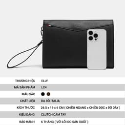 Túi clutch nam LECOS LC4 da bò thật cao cấp cầm tay đựng điện thoại ví tiền thời trang 4