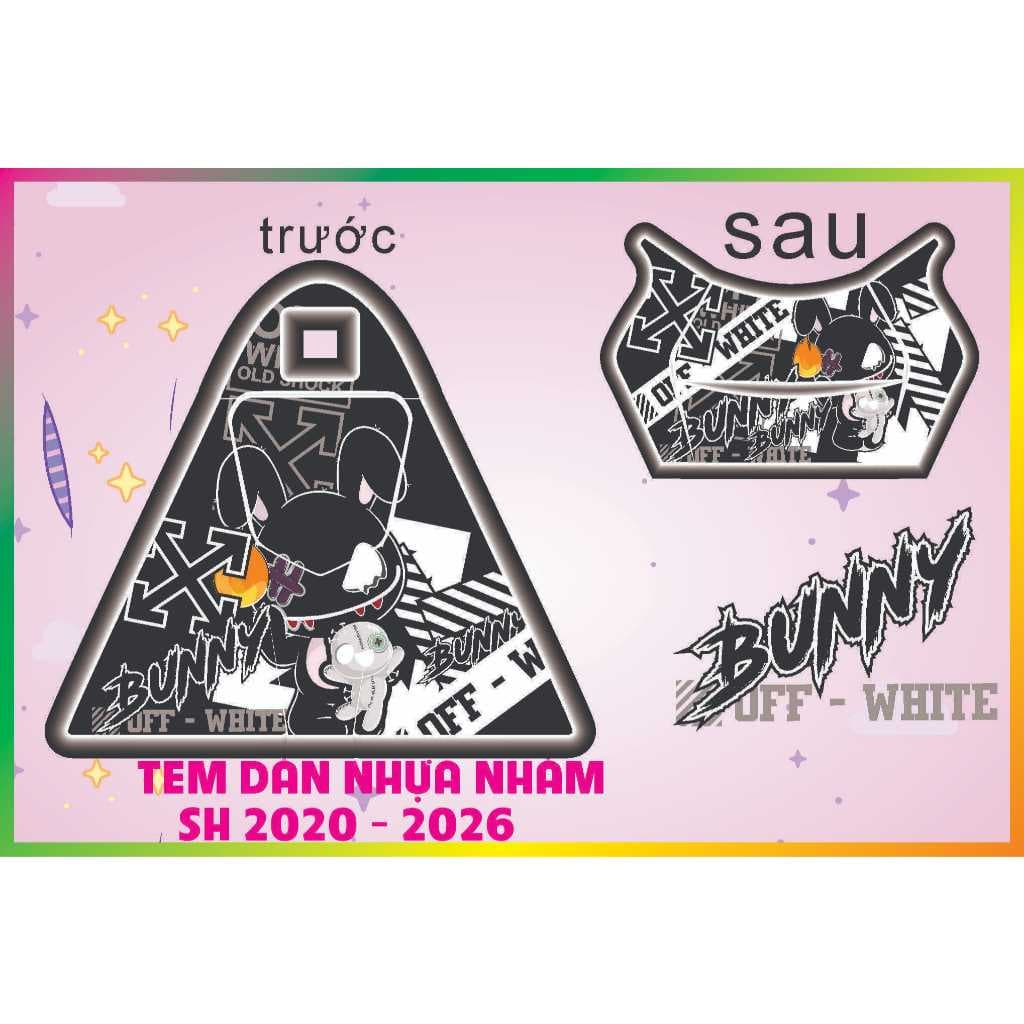 tem dán nhựa nhám xe SH 2020 - 2025  ngộ nghĩnh hót. Nhãn Dán Decal 3 lớp nhám cao cấp, bám dính tốt