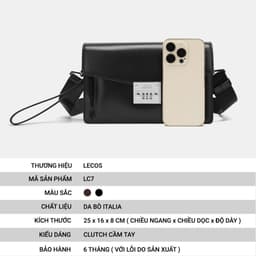 Túi Clutch Nam LECOS LC7 Da Thật Da Cao Cấp Nhiều Ngăn Để Tiền Thẻ Lịch Lãm 4