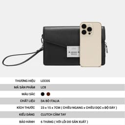 Túi Clutch Nam LECOS LC8 Da Cao Cấp Phom Cứng Cáp May Tay Tỉ Mỉ 4
