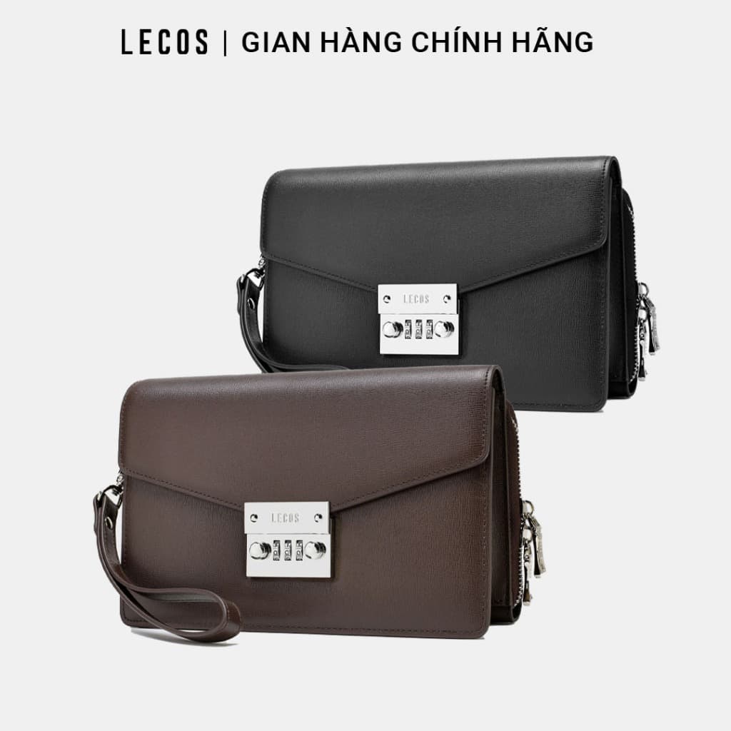 Túi Clutch Nam LECOS LC8 Da Cao Cấp Phom Cứng Cáp May Tay Tỉ Mỉ