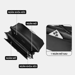 [4-25/9 TẶNG QUÀ TRUNG THU 599K] Túi Clutch Nam LECOS LC9 Da Cao Cấp Phom Cứng Cáp May Tay Tỉ Mỉ 8