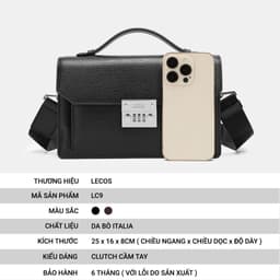 [4-25/9 TẶNG QUÀ TRUNG THU 599K] Túi Clutch Nam LECOS LC9 Da Cao Cấp Phom Cứng Cáp May Tay Tỉ Mỉ 5