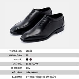 Giày Tây Nam LECOS LG1 Oxford Da Thật Đế Đúc Chống Mòn Gặp Đối Tác 4