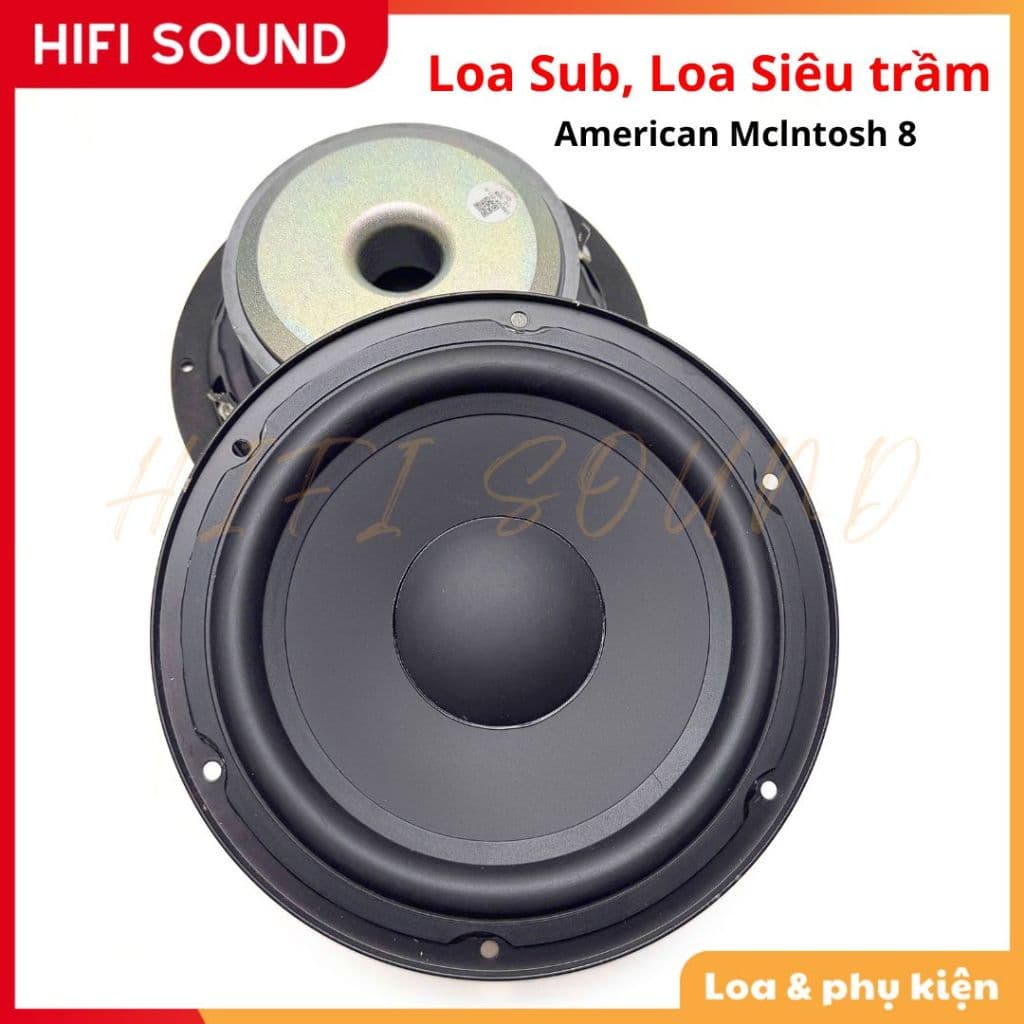 Loa Sub 8 inch ,Loa siêu trầm American McIntosh  hợp kim nhôm kim loại viền cao su siêu lớn từ tính cực kì lớn ch