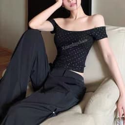 [COTTON MỊN L.1] ÁO TRỄ VAI CỘC TAY NỮ CHẤM BI TÔN DÁNG QUYẾN RŨ m672 5