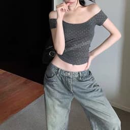 [COTTON MỊN L.1] ÁO TRỄ VAI CỘC TAY NỮ CHẤM BI TÔN DÁNG QUYẾN RŨ m672 6