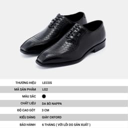 Giày Tây Nam LECOS LG2 Da Thật Đế Cao 3 Cm Mũi Nhọn Sang Trọng 4