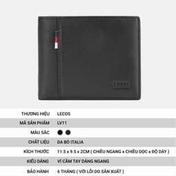 [4-25/9 TẶNG QUÀ TRUNG THU 599K] Ví Da Nam LECOS LV11 Da Bò Thật May Kép Bền Bỉ Chống Gãy Nếp 4