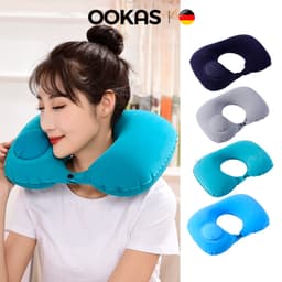 OOKAS Gối Chữ U bơm hơi，gối cổ du lịch tự bơm hơi，bảo vệ cổ gấp gọn tiện lợi 1