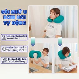 OOKAS Gối Chữ U bơm hơi，gối cổ du lịch tự bơm hơi，bảo vệ cổ gấp gọn tiện lợi 3